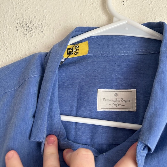 SET OF 2 Ermenegildo Zegna Blue Tan Dress Shirts 42 16.5 - Picture 4 of 14